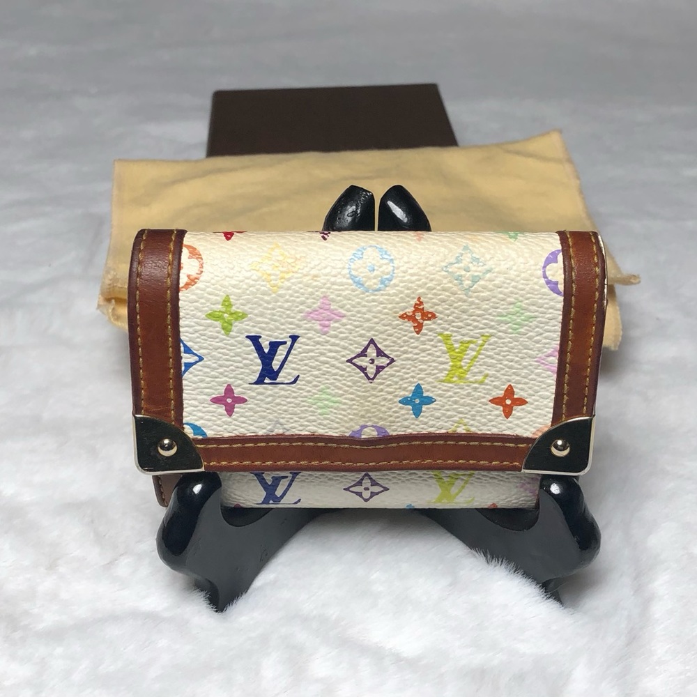 Louis Vuitton Murakami White Multicolor Porte Monn Card Holder(Date Code:MI0043)